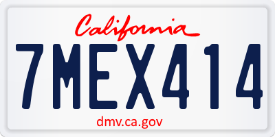 CA license plate 7MEX414
