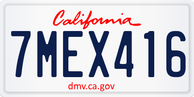 CA license plate 7MEX416