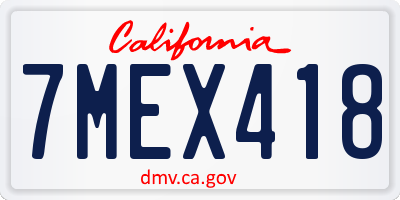 CA license plate 7MEX418