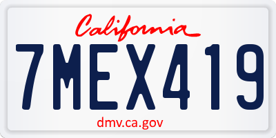 CA license plate 7MEX419