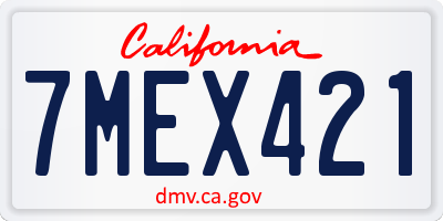 CA license plate 7MEX421