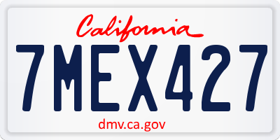 CA license plate 7MEX427