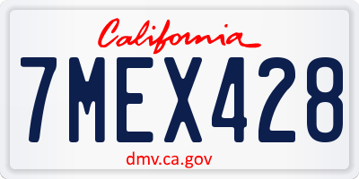 CA license plate 7MEX428
