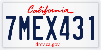 CA license plate 7MEX431