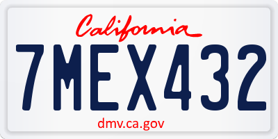 CA license plate 7MEX432