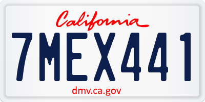 CA license plate 7MEX441