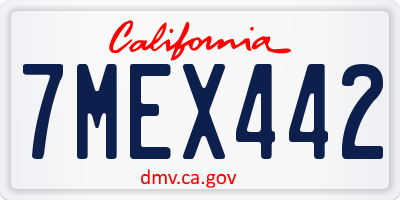 CA license plate 7MEX442