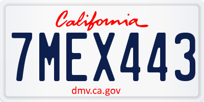 CA license plate 7MEX443