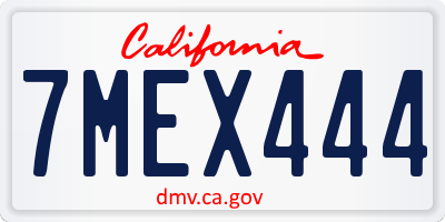 CA license plate 7MEX444