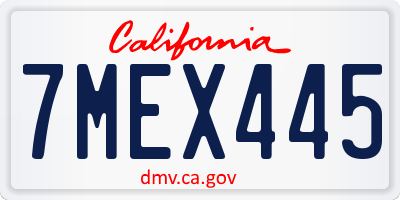 CA license plate 7MEX445