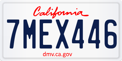 CA license plate 7MEX446