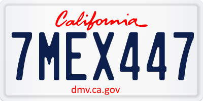 CA license plate 7MEX447
