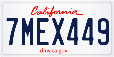 CA license plate 7MEX449