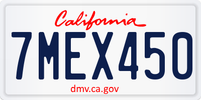 CA license plate 7MEX450