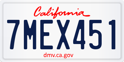 CA license plate 7MEX451