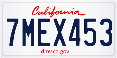 CA license plate 7MEX453