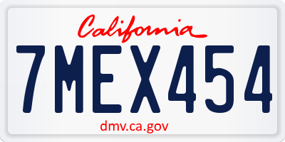 CA license plate 7MEX454