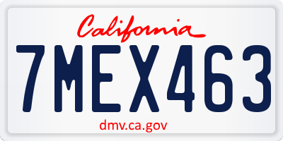 CA license plate 7MEX463