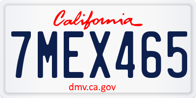 CA license plate 7MEX465