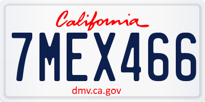 CA license plate 7MEX466