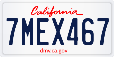 CA license plate 7MEX467