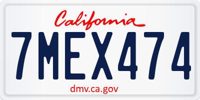 CA license plate 7MEX474