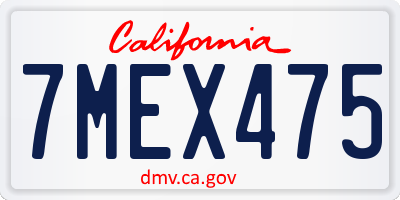 CA license plate 7MEX475