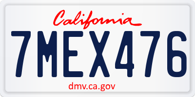 CA license plate 7MEX476