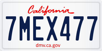 CA license plate 7MEX477