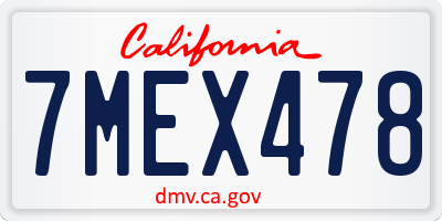 CA license plate 7MEX478