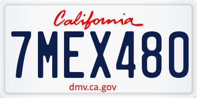 CA license plate 7MEX480