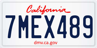 CA license plate 7MEX489
