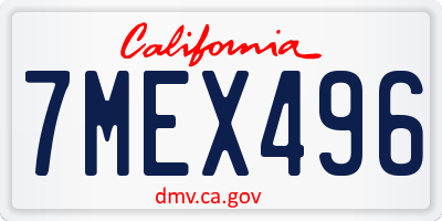CA license plate 7MEX496