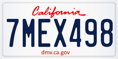 CA license plate 7MEX498