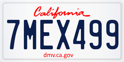 CA license plate 7MEX499