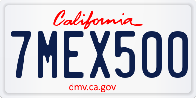 CA license plate 7MEX500