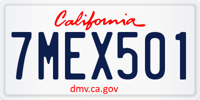 CA license plate 7MEX501