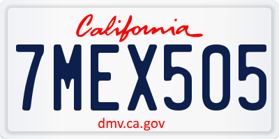 CA license plate 7MEX505