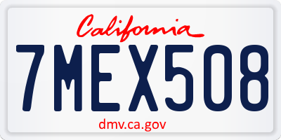 CA license plate 7MEX508
