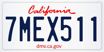 CA license plate 7MEX511