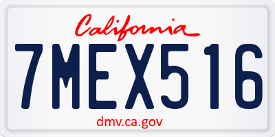 CA license plate 7MEX516