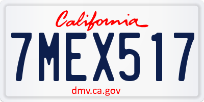 CA license plate 7MEX517