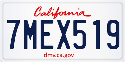 CA license plate 7MEX519