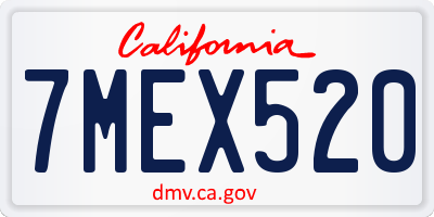 CA license plate 7MEX520