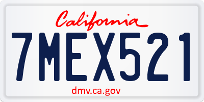 CA license plate 7MEX521