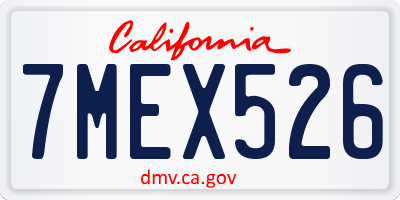 CA license plate 7MEX526