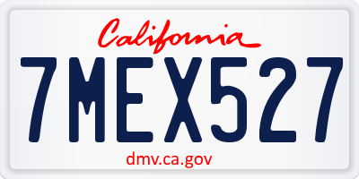 CA license plate 7MEX527