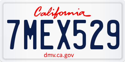 CA license plate 7MEX529