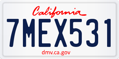 CA license plate 7MEX531
