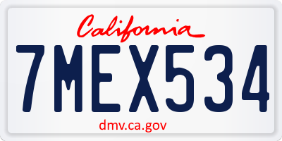 CA license plate 7MEX534